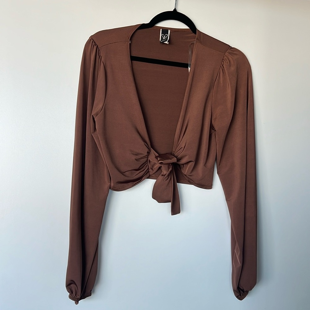 Brown Front Tie Top